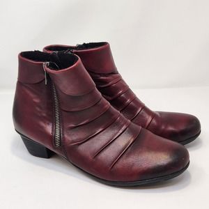 Remonte Womens Fleece Lined Burgundy Leather Ankle Boots Booties Size 40 US 8.5